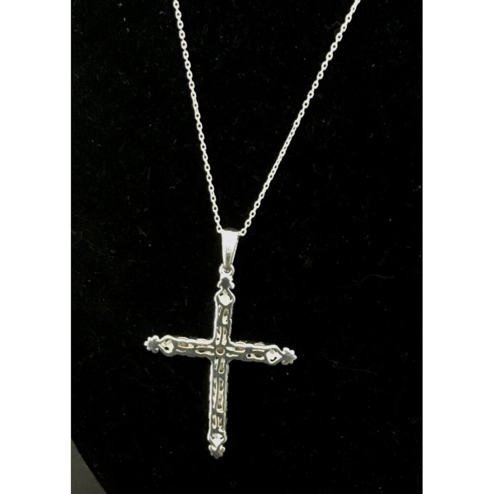 Sterling Silver D’Joy Black Crystal Cross Necklace - Picture 4 of 6